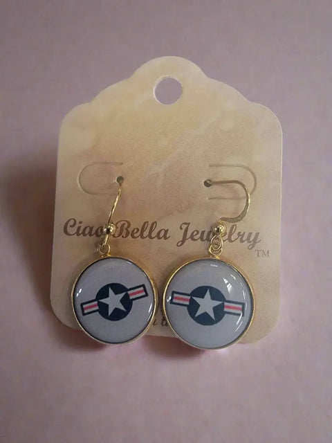 Officially Licensed Air Force Sterling Silver Earrings – Round Emblem Designs | Handmade Patriotic Jewelry | Made in USA Michelle Marie Boutique  Earrings