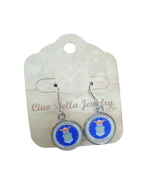 Officially Licensed Air Force Sterling Silver Earrings – Round Emblem Designs | Handmade Patriotic Jewelry | Made in USA Michelle Marie Boutique  Earrings