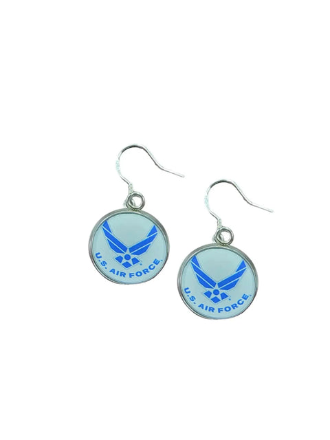 Officially Licensed Air Force Sterling Silver Earrings – Round Emblem Designs | Handmade Patriotic Jewelry | Made in USA Michelle Marie Boutique  Earrings