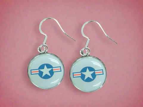 Officially Licensed Air Force Sterling Silver Earrings – Round Emblem Designs | Handmade Patriotic Jewelry | Made in USA Michelle Marie Boutique  Earrings