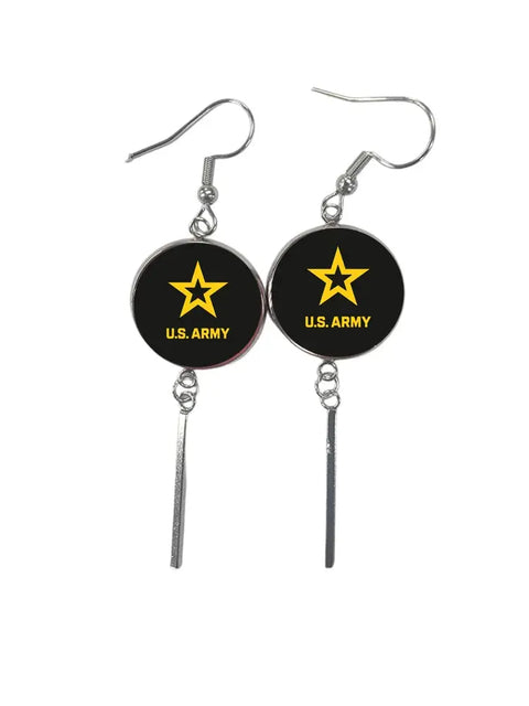 Officially Licensed Military Charm Earrings – Stainless Steel Hooks – Army, Air Force, Marine Corps | Made in USA Durable Design Michelle Marie Boutique  Earrings