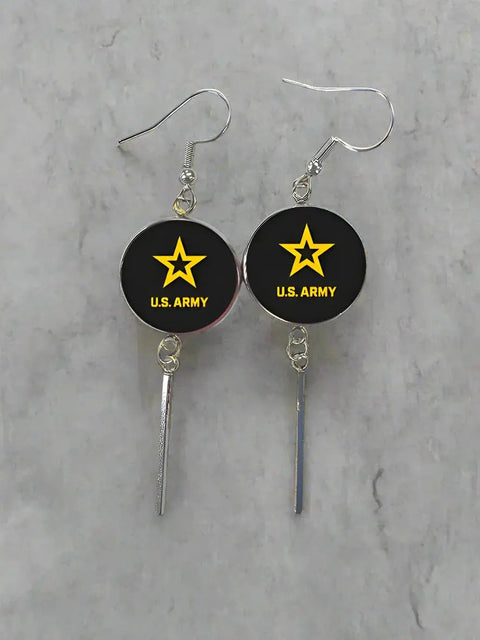 Officially Licensed Military Charm Earrings – Stainless Steel Hooks – Army, Air Force, Marine Corps | Made in USA Durable Design Michelle Marie Boutique  Earrings