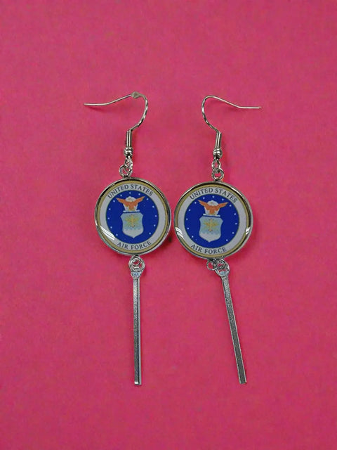 Officially Licensed Military Charm Earrings – Stainless Steel Hooks – Army, Air Force, Marine Corps | Made in USA Durable Design Michelle Marie Boutique  Earrings