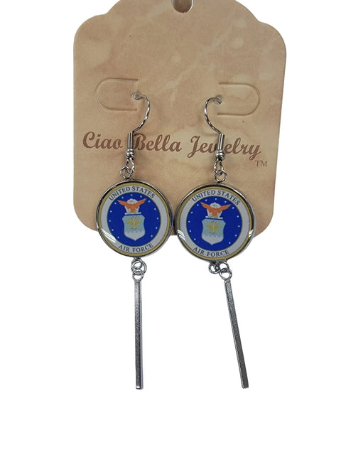 Officially Licensed Military Charm Earrings – Stainless Steel Hooks – Army, Air Force, Marine Corps | Made in USA Durable Design Michelle Marie Boutique  Earrings