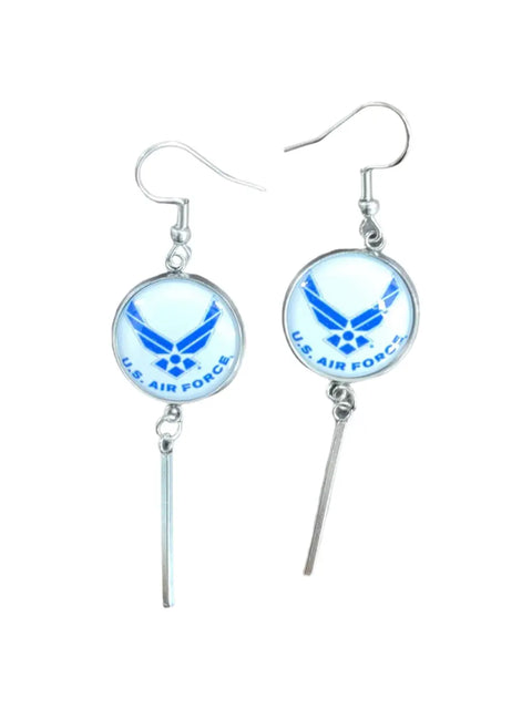Officially Licensed Military Charm Earrings – Stainless Steel Hooks – Army, Air Force, Marine Corps | Made in USA Durable Design Michelle Marie Boutique  Earrings