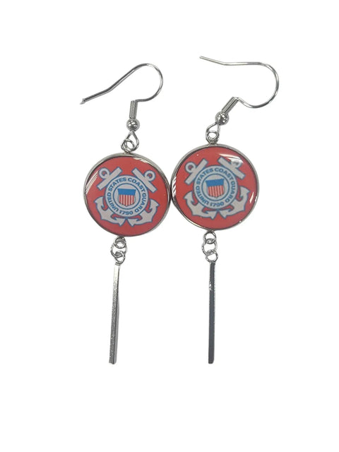 Officially Licensed Military Charm Earrings – Stainless Steel Hooks – Army, Air Force, Marine Corps | Made in USA Durable Design Michelle Marie Boutique  Earrings
