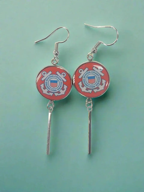 Officially Licensed Military Charm Earrings – Stainless Steel Hooks – Army, Air Force, Marine Corps | Made in USA Durable Design Michelle Marie Boutique  Earrings