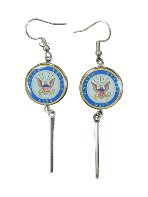 Officially Licensed Military Charm Earrings – Stainless Steel Hooks – Army, Air Force, Marine Corps | Made in USA Durable Design Michelle Marie Boutique  Earrings
