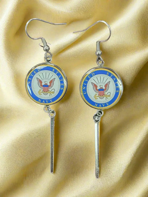 Officially Licensed Military Charm Earrings – Stainless Steel Hooks – Army, Air Force, Marine Corps | Made in USA Durable Design Michelle Marie Boutique  Earrings