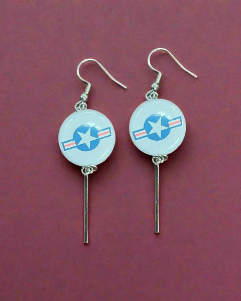 Officially Licensed Military Charm Earrings – Stainless Steel Hooks – Army, Air Force, Marine Corps | Made in USA Durable Design Michelle Marie Boutique  Earrings
