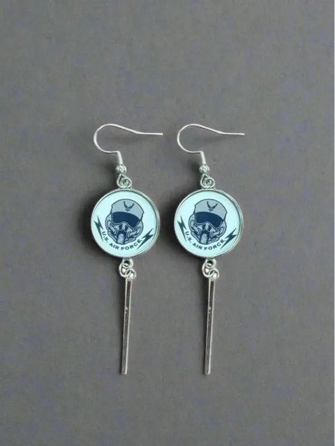 Officially Licensed Military Charm Earrings – Stainless Steel Hooks – Army, Air Force, Marine Corps | Made in USA Durable Design Michelle Marie Boutique  Earrings