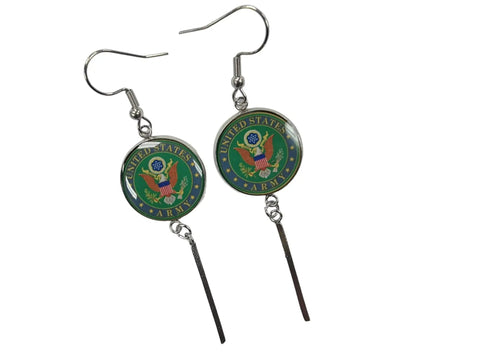 Officially Licensed Military Charm Earrings – Stainless Steel Hooks – Army, Air Force, Marine Corps | Made in USA Durable Design Michelle Marie Boutique  Earrings