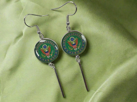 Officially Licensed Military Charm Earrings – Stainless Steel Hooks – Army, Air Force, Marine Corps | Made in USA Durable Design Michelle Marie Boutique  Earrings