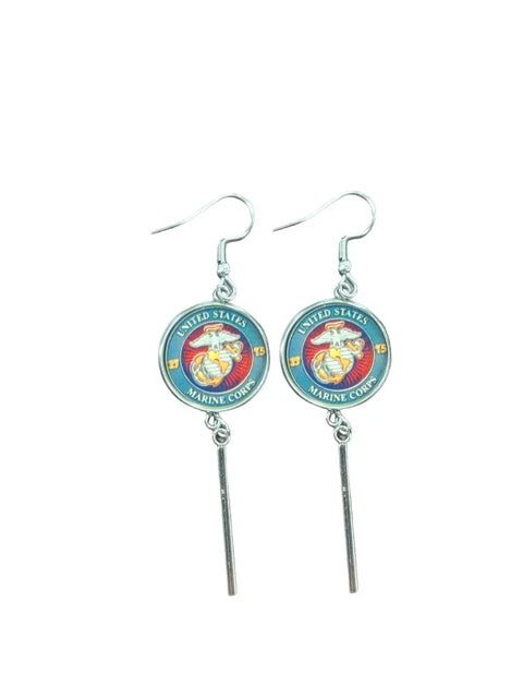 Officially Licensed Military Charm Earrings – Stainless Steel Hooks – Army, Air Force, Marine Corps | Made in USA Durable Design Michelle Marie Boutique  Earrings