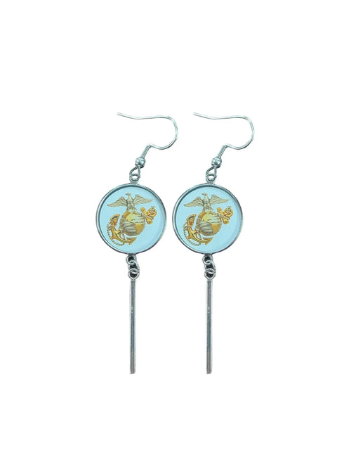 Officially Licensed Military Charm Earrings – Stainless Steel Hooks – Army, Air Force, Marine Corps | Made in USA Durable Design Michelle Marie Boutique  Earrings