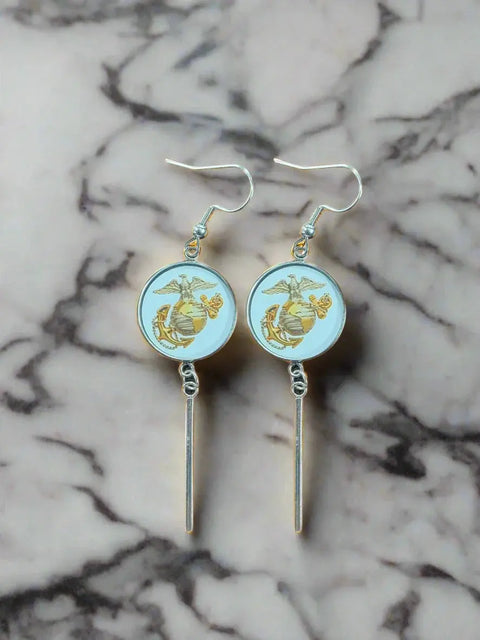 Officially Licensed Military Charm Earrings – Stainless Steel Hooks – Army, Air Force, Marine Corps | Made in USA Durable Design Michelle Marie Boutique  Earrings