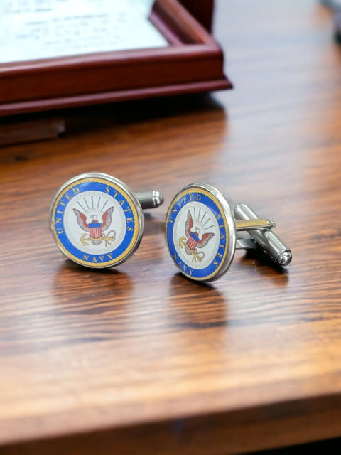 Officially Licensed Military Cufflinks – Stainless Steel 0.75 Inch Logo – All U.S. Branches | Made in USA Michelle Marie Boutique  Cuff links