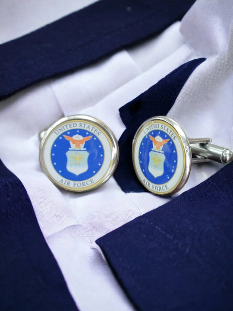 Officially Licensed Military Cufflinks – Stainless Steel 0.75 Inch Logo – All U.S. Branches | Made in USA Michelle Marie Boutique  Cuff links