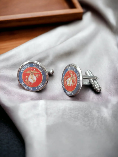 Officially Licensed Military Cufflinks – Stainless Steel 0.75 Inch Logo – All U.S. Branches | Made in USA Michelle Marie Boutique  Cuff links