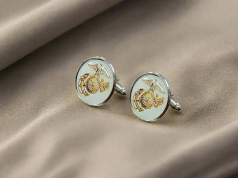 Officially Licensed Military Cufflinks – Stainless Steel 0.75 Inch Logo – All U.S. Branches | Made in USA Michelle Marie Boutique  Cuff links