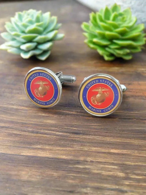 Officially Licensed Military Cufflinks – Stainless Steel 0.75 Inch Logo – All U.S. Branches | Made in USA Michelle Marie Boutique  Cuff links