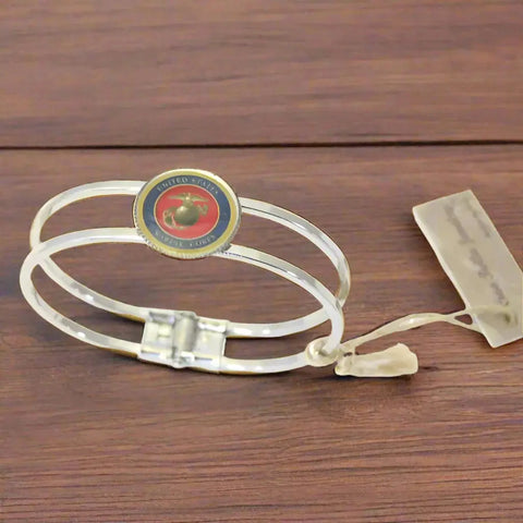 Officially Licensed Military Industrial Cuff Bracelet, Stainless Steel, Hinge Open and Closure Mechanism, Durable and Long Lasting, Comfortable Fit Michelle Marie Boutique  Bracelet