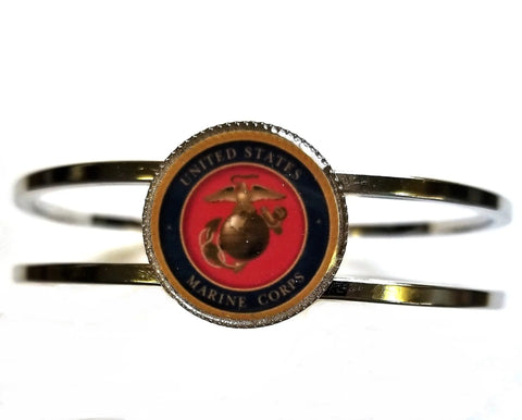 Officially Licensed Military Industrial Cuff Bracelet, Stainless Steel, Hinge Open and Closure Mechanism, Durable and Long Lasting, Comfortable Fit Michelle Marie Boutique  Bracelet