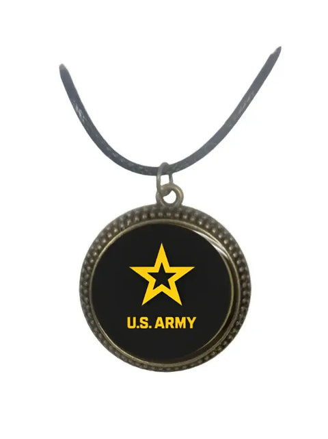 Officially Licensed Military Logo Pendant Necklaces – Army Navy Space Force Marines Gifts | Made in USA | Durable Black Cording Michelle Marie Boutique  Necklace