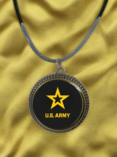 Officially Licensed Military Logo Pendant Necklaces – Army Navy Space Force Marines Gifts | Made in USA | Durable Black Cording Michelle Marie Boutique  Necklace
