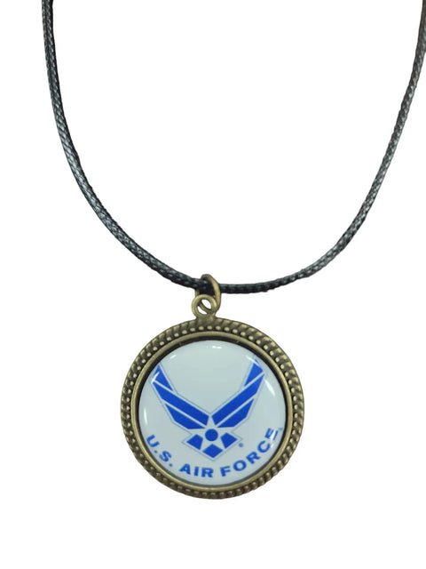 Officially Licensed Military Logo Pendant Necklaces – Army Navy Space Force Marines Gifts | Made in USA | Durable Black Cording Michelle Marie Boutique  Necklace