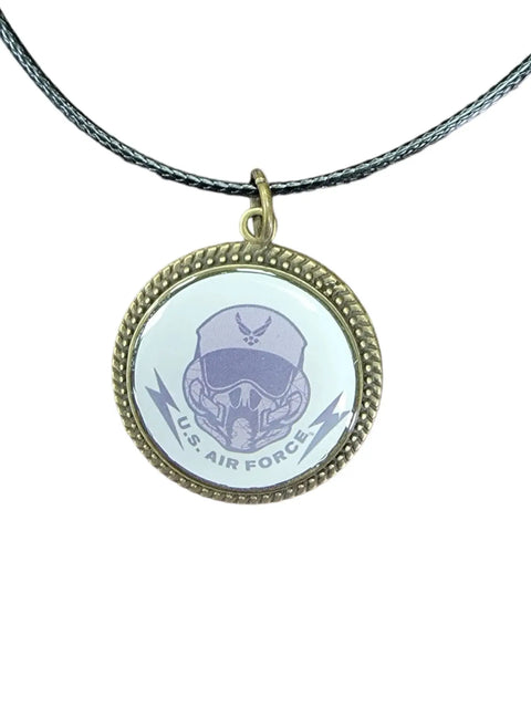 Officially Licensed Military Logo Pendant Necklaces – Army Navy Space Force Marines Gifts | Made in USA | Durable Black Cording Michelle Marie Boutique  Necklace