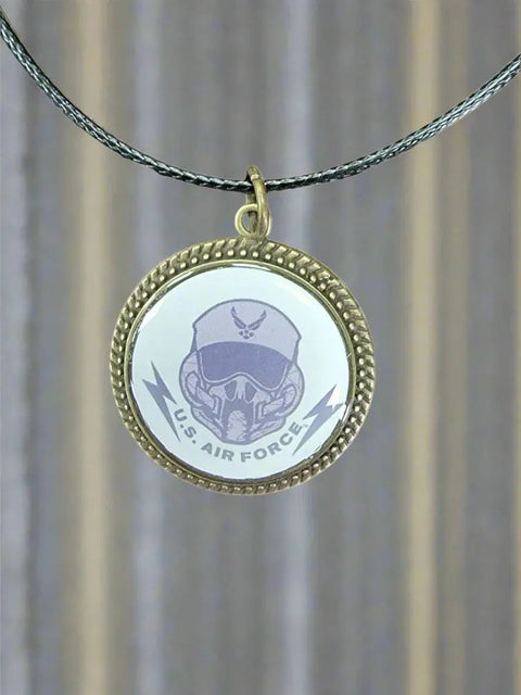 Officially Licensed Military Logo Pendant Necklaces – Army Navy Space Force Marines Gifts | Made in USA | Durable Black Cording Michelle Marie Boutique  Necklace