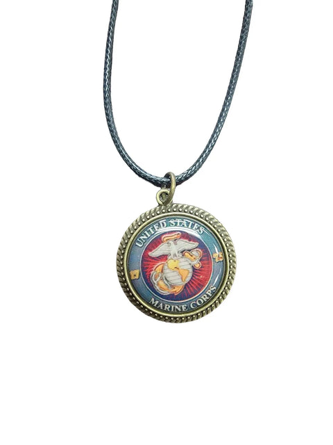 Officially Licensed Military Logo Pendant Necklaces – Army Navy Space Force Marines Gifts | Made in USA | Durable Black Cording Michelle Marie Boutique  Necklace