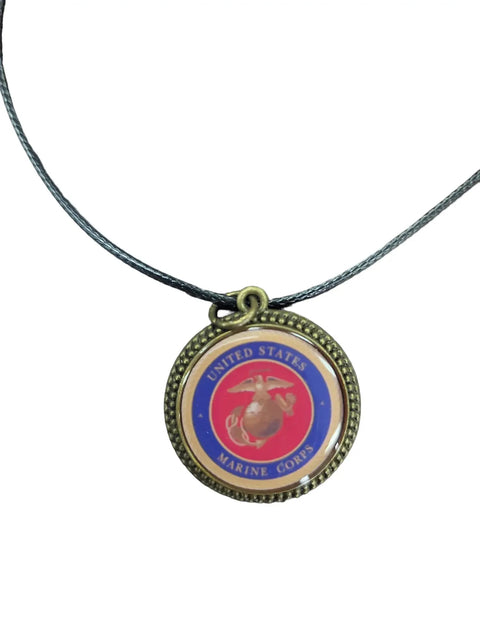 Officially Licensed Military Logo Pendant Necklaces – Army Navy Space Force Marines Gifts | Made in USA | Durable Black Cording Michelle Marie Boutique  Necklace