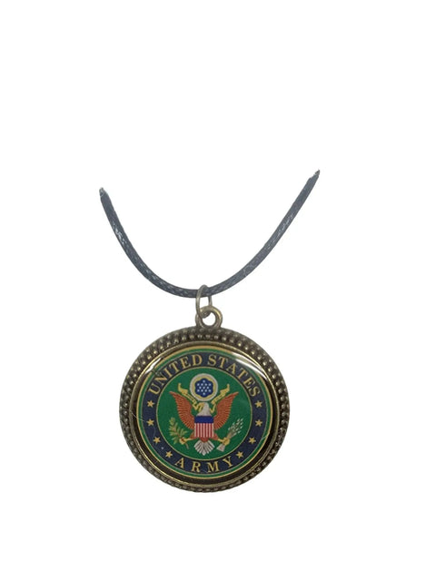 Officially Licensed Military Logo Pendant Necklaces – Army Navy Space Force Marines Gifts | Made in USA | Durable Black Cording Michelle Marie Boutique  Necklace