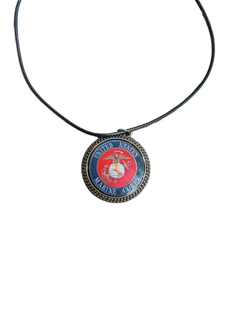 Officially Licensed Military Logo Pendant Necklaces – Army Navy Space Force Marines Gifts | Made in USA | Durable Black Cording Michelle Marie Boutique  Necklace