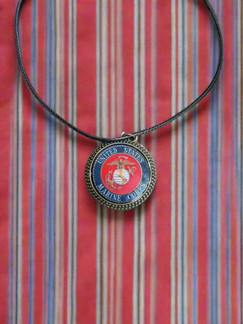 Officially Licensed Military Logo Pendant Necklaces – Army Navy Space Force Marines Gifts | Made in USA | Durable Black Cording Michelle Marie Boutique  Necklace