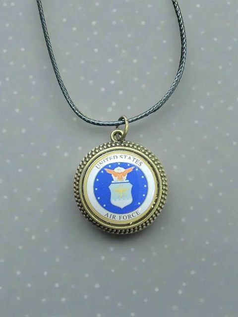 Officially Licensed Military Logo Pendant Necklaces – Army Navy Space Force Marines Gifts | Made in USA | Durable Black Cording Michelle Marie Boutique  Necklace