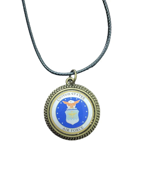 Officially Licensed Military Logo Pendant Necklaces – Army Navy Space Force Marines Gifts | Made in USA | Durable Black Cording Michelle Marie Boutique  Necklace