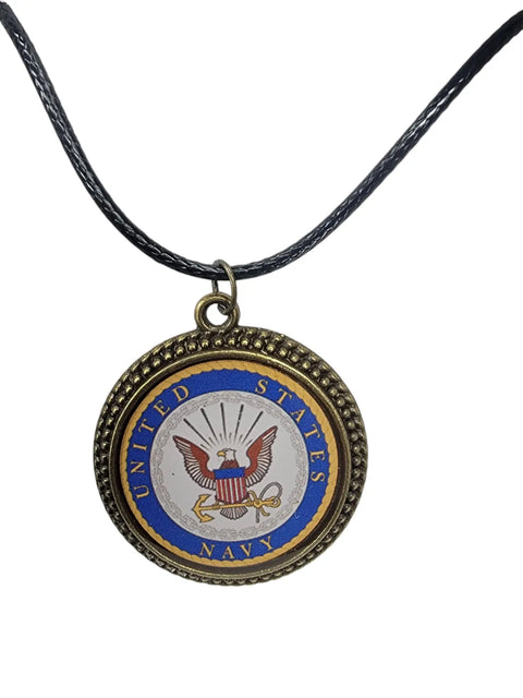 Officially Licensed Military Logo Pendant Necklaces – Army Navy Space Force Marines Gifts | Made in USA | Durable Black Cording Michelle Marie Boutique  Necklace