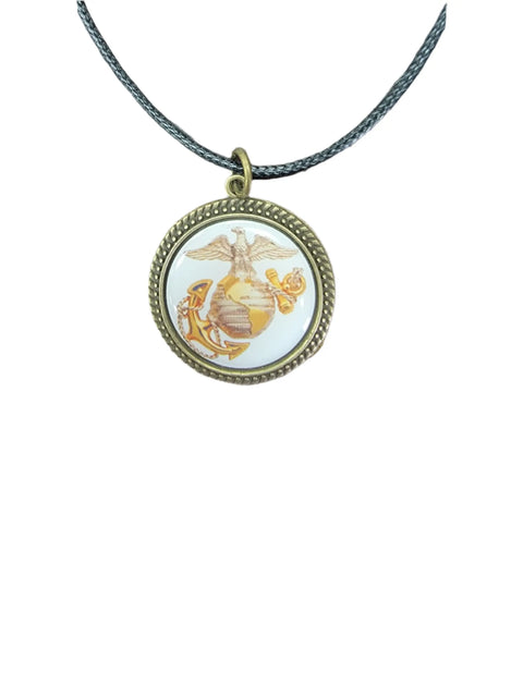 Officially Licensed Military Logo Pendant Necklaces – Army Navy Space Force Marines Gifts | Made in USA | Durable Black Cording Michelle Marie Boutique  Necklace