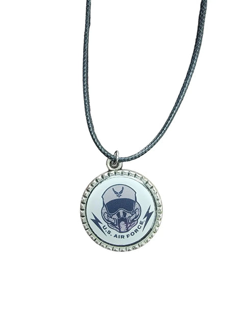 Officially Licensed Military Logo Pendant Necklaces – Army Navy Space Force Marines Gifts | Made in USA | Durable Black Cording Michelle Marie Boutique  Necklace