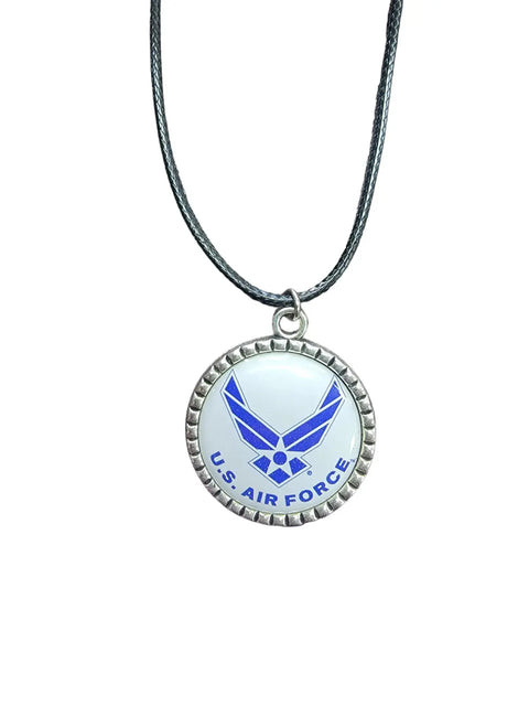 Officially Licensed Military Logo Pendant Necklaces – Army Navy Space Force Marines Gifts | Made in USA | Durable Black Cording Michelle Marie Boutique  Necklace