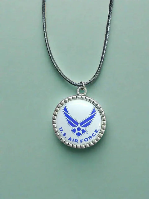 Officially Licensed Military Logo Pendant Necklaces – Army Navy Space Force Marines Gifts | Made in USA | Durable Black Cording Michelle Marie Boutique  Necklace