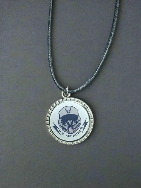 Officially Licensed Military Logo Pendant Necklaces – Army Navy Space Force Marines Gifts | Made in USA | Durable Black Cording Michelle Marie Boutique  Necklace