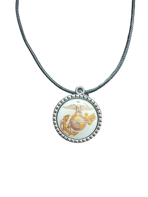 Officially Licensed Military Logo Pendant Necklaces – Army Navy Space Force Marines Gifts | Made in USA | Durable Black Cording Michelle Marie Boutique  Necklace