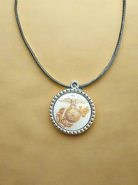 Officially Licensed Military Logo Pendant Necklaces – Army Navy Space Force Marines Gifts | Made in USA | Durable Black Cording Michelle Marie Boutique  Necklace