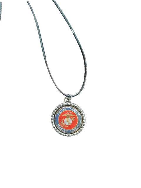 Officially Licensed Military Logo Pendant Necklaces – Army Navy Space Force Marines Gifts | Made in USA | Durable Black Cording Michelle Marie Boutique  Necklace