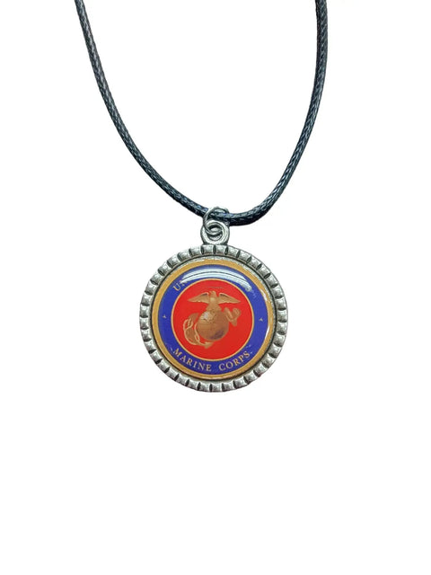 Officially Licensed Military Logo Pendant Necklaces – Army Navy Space Force Marines Gifts | Made in USA | Durable Black Cording Michelle Marie Boutique  Necklace
