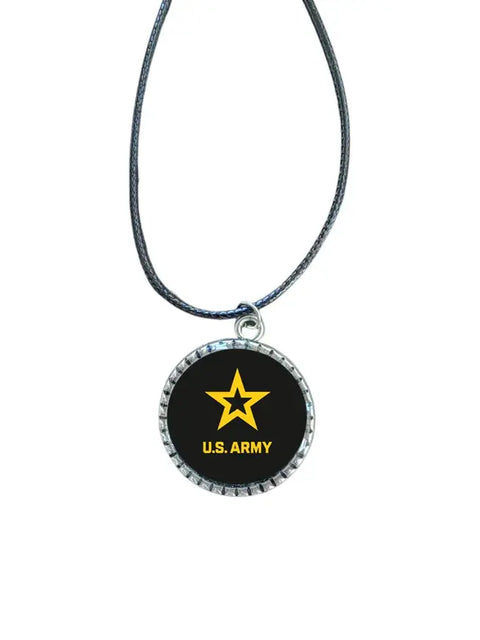 Officially Licensed Military Logo Pendant Necklaces – Army Navy Space Force Marines Gifts | Made in USA | Durable Black Cording Michelle Marie Boutique  Necklace